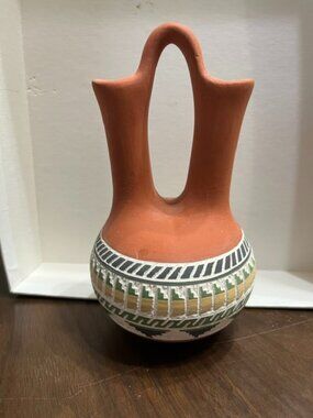 Vintage Native American Pottery Wedding Vase Navajo 6.5"